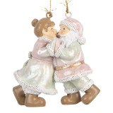 Cumpara ieftin Set 2 ornamente brad Mos Craciun, Craciunita polirasina multicolora 7x4x8 cm