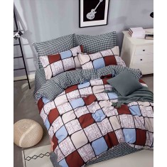 Lenjerie de pat pentru o persoana cu husa de perna dreptunghiulara, Dion, bumbac mercerizat, multicolor