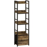 HOMCOM Bibliotecă cu 4 niveluri, etajeră de depozitare &icirc;ngustă cu sertar, 8 c&acirc;rlige, , 39 x 26 x 136,5 cm, maro rustic | Aosom Romania