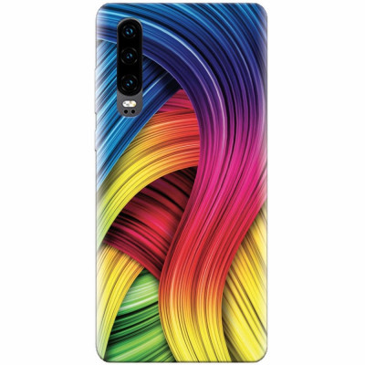 Husa silicon pentru Huawei P30, Curly Colorful Rainbow Lines Illustration foto