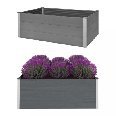 Gossi strat inaltat de gradina, gri, 150 x 100 x 54 cm, wpc foto