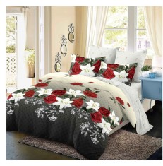 Lenjerie pat dublu,bumbac finet,6 piese,cearceaf normal 220x240cm, cearceaf pilota 200x220cm, 2 fete de perna 50x70, 2 fete de perna 70x70-A1055