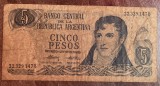 B11 6 - Bancnota foarte veche - Argentina - 5 pesos - 1969