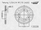 Pinion spate 52 dinti pas lant 420 - Peugeot XP6 - Piaggio Zulu 2T LC 50cc, Oem