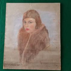 GHELMAN LAZAR - PORTRET DE FEMEIE - pastel -anii 1930 -ART DECO foto