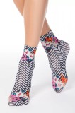 Șosete 1/2 cu imprimeu dungi și flori, Conte Fantasy 011 - Multicolor, 36-39 (23-25)