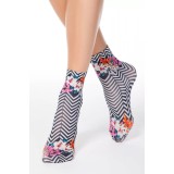 Șosete 1/2 cu imprimeu dungi și flori, Conte Fantasy 011 - Multicolor, 36-39 (23-25)