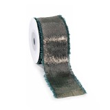 Panglica Craciun textil negru efect metalic mm 38 x 10 m