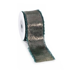 Panglica Craciun textil negru efect metalic mm 38 x 10 m