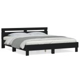 Cumpara ieftin Cadru de pat cu tablie, negru, 160x200 cm, lemn prelucrat