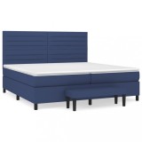 Cumpara ieftin Pat box spring cu saltea, albastru, 200x200 cm, textil