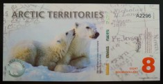 Bancnota - Fantezie 8 DOLARI POLARI - TERITORIILE ARCTICE, ND * Cod 664 = UNC