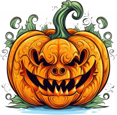 Sticker decorativ, Halloween, Dovleac, Portocaliu, 60 cm, 8588ST-6 foto
