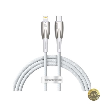 Cablu Date si Incarcare USB-C - Lightning Baseus Glimmer Series 20W 1m Alb CADH000002 foto
