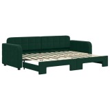 Cumpara ieftin Pat de zi cu extensie, verde inchis, 80x200 cm, catifea