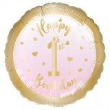 Balon folie 1st Happy Birthday GIRL 43 cm