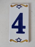 Placa ceramica cu numar de casa, nr. 4, frumos decorata, 15x7cm, Made in Spain
