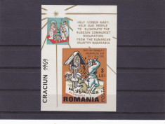 EXIL,CRACIUN,1969,IMPERF COLITA NEUZATA,MNH **,ROMANIA. foto