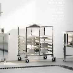 vidaXL Carucior cu tavi cu 12 containere GN 75x55x87cm o?el inoxidabil foto