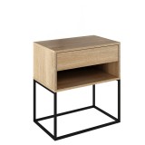 Cumpara ieftin Noptiera DTD stejar sonoma metal negru Arti 60x38,4x65 cm