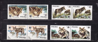 POLONIA 1985 FAUNA WWF ANIMALE SALBATICE PERECHE SERII MNH foto