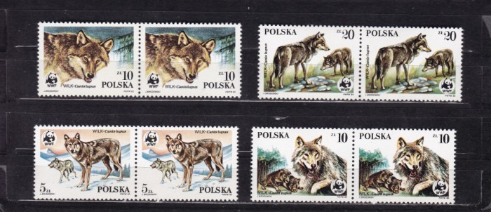 POLONIA 1985 FAUNA WWF ANIMALE SALBATICE PERECHE SERII MNH
