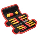 Set biti izolati VDE 1000V cu maner de surubelnita si tester, 12 piese