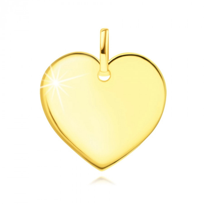 Pandantiv din aur galben 585 &ndash; o inimă plată lucioasă ca oglinda