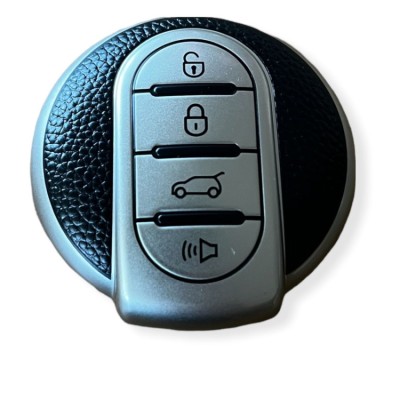 Husa Cheie Mini, smartkey 4 butoane, Gri cu aspect de piele, TPU AutoProtect KeyCars foto