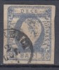 ROMANIA 1872 LP 31c REGELE CAROL I CU BARBA10 BANI ULTRAMARIN IMPRESIUNE DEFECTUOASA POINCON, Stampilat