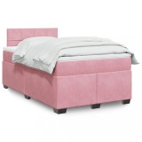 VidaXL Pat box spring cu saltea, roz, 120x200 cm, catifea 3286287