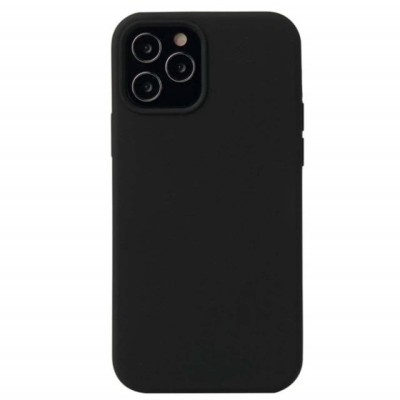 Carcasa de protectie iPhone 12, piele ecologica cu microfibra, negru foto