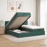 Cumpara ieftin Pat Ottoman cu Saltea si LED Verde inchis 180 x 200 cm Catifea