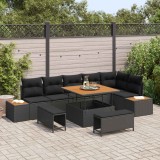 vidaXL Set de canapele pentru grădină cu pernă 9 pcs Negru Rattan poli 3364874