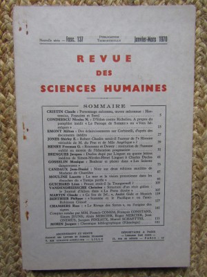 REVUE DES SCIENCES HUMAINES 1970 foto