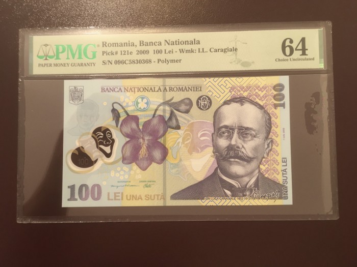 Romania 100 lei 2009 pick 121e grad 64 pmg