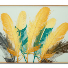 Tablou decorativ Feathers, Mauro Ferretti, 120x80 cm, sticla, multicolor