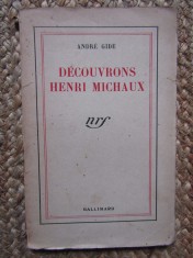 DECOUVRONS HENRI MICHAUX - ANDRE GIDE , 1941 EX LIBRIS BARBU BREZIANU foto