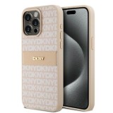 Husa iPhone 15 Pro Max - DKNY Leather Mono Stripe &amp; Metal Logo (DKHCP15XPRTHSLP) - Pink
