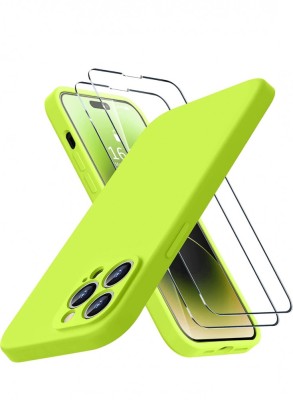 Husa silicon antisoc cu microfibra interior pentru Iphone 14 Pro Max Verde Neon foto