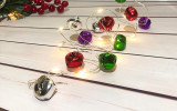 MagicHome Lanț de clopote de Crăciun, 20 LED alb, cu clopot, 2xAA, lumină unică, iluminat, L-1,9 m