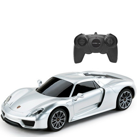 MASINA CU TELECOMANDA PORSCHE 918 SPYDER ARGINTIU CU SCARA 1 LA 24 SuperHeroes ToysZone