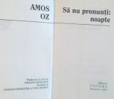 SA NU PRONUNTI NOAPTE de AMOS OZ, 1997