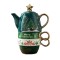 Set de Ceai, Flippy, Tema Craciun, Ceainic 450 ml, 2 x Cani 250 ml, din Ceramica, Model Brad, Verde/Turcoaz