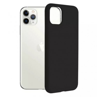 Husa iPhone 11 Pro Max Silicon Negru Slim Mat cu Microfibra SoftEdge foto