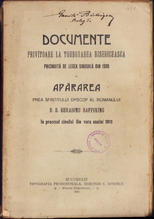 823SPN Documente privitoare la turburarea bisericească din 1909
