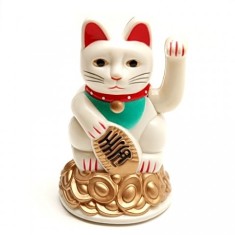 Pisica norocoasa Maneki Neko alba &amp;#8211; 11.5 cm