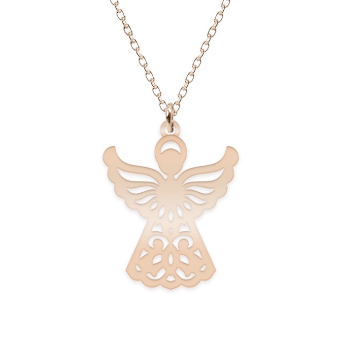 Aniela - Colier personalizat ingeras din argint 925 placat cu aur roz