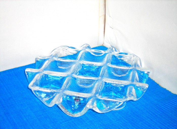 Platou cristal suport pastile/ lumanari suflat manual in mulaj - Muurla Finland