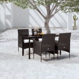VidaXL Set masă pentru grădină, 5 piese, cu perne, negru